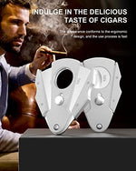 TISFA Cigar Cutter Stainless Steel Double Cut Blade with Safety Lock Cigar Guillotine, Sharp Cigar Clipper Scissors with Leather Case (Sliver) - Image 4
