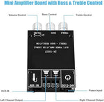 JIAATGA stereo audio mini power amplifier module displaying input ports