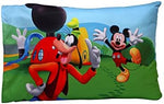 Disney Mickey Mouse toddler bedding set laid out flat showing both pieces.