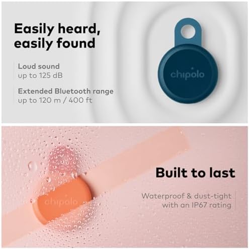 Compact electronic item finder illustrating its water resistant design under light water droplets.