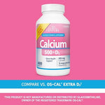 21st Century Calcium 500 Plus Extra D3 seal and cap detail