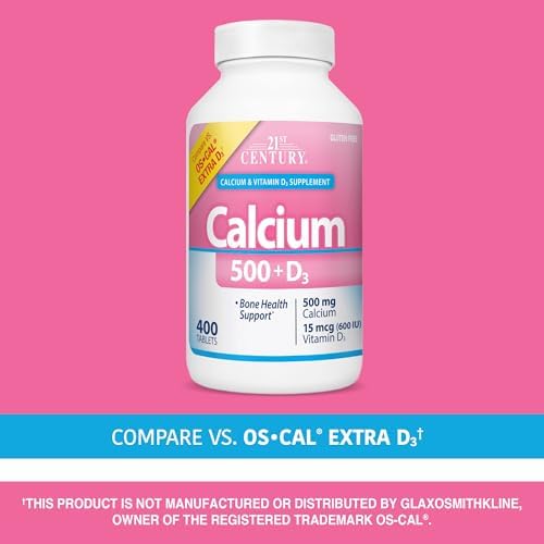 21st Century Calcium 500 Plus Extra D3 seal and cap detail