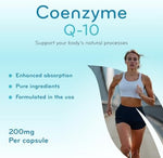 Clear Formulas ubiquinone 200mg antioxidant supplement bottle detailing heart health benefits
