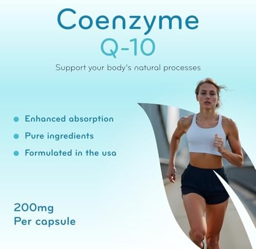 Clear Formulas ubiquinone 200mg antioxidant supplement bottle detailing heart health benefits
