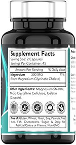 Side view of TNVitamins chelated magnesium bisglycinate supplement highlighting the non-GMO and gluten-free product seals.