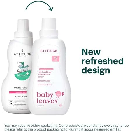 ATTITUDE Unscented Fabric Softener 1 Litre bottle for baby clothes.