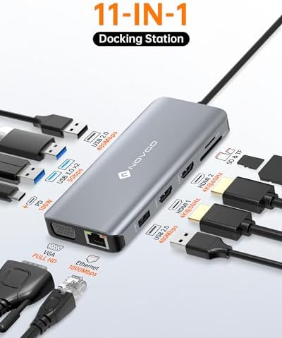 NOVOO multiport type C adapter displaying dark grey aluminum side casing profile