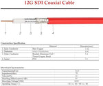 Durable copper brass BNC connectors on a flexible 12 Gbps data transfer cable.
