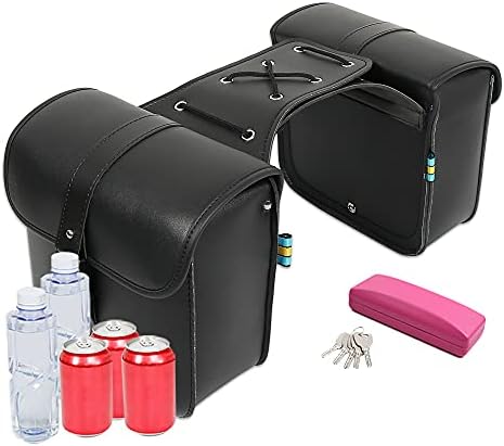 Side view of structured motorcycle storage bags highlighting the shape retention reinforced sheets