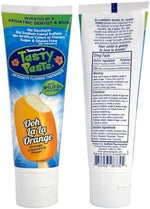 Close up of the dentist formulated anticavity toothpaste labels and ingredients.