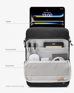 Tomtoc DefenderACE 13 Inch tablet shoulder bag back view highlighting the soft carrying handle