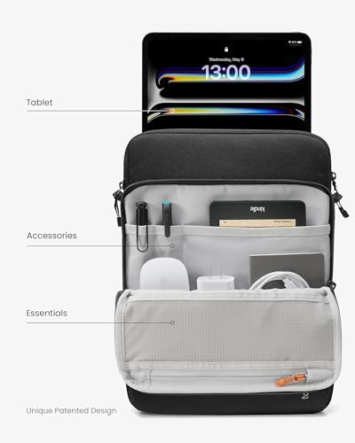 Tomtoc DefenderACE 13 Inch tablet shoulder bag back view highlighting the soft carrying handle