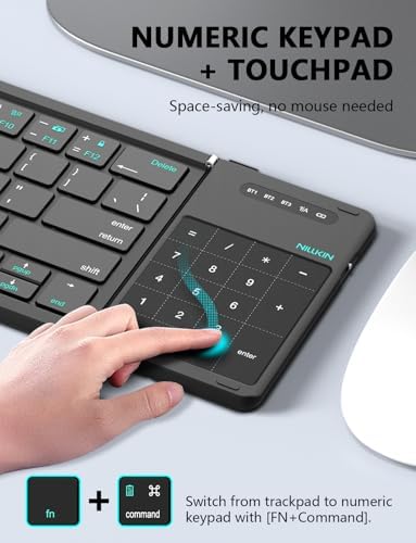 Nillkin sleek black mini keyboard showing the mechanical travel hinge design details