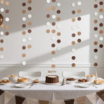 Three pieces of ten feet WEVEN brown circle garlands arranged for a rustic wedding backdrop