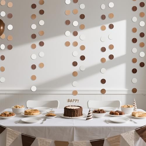 Three pieces of ten feet WEVEN brown circle garlands arranged for a rustic wedding backdrop