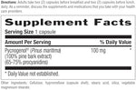 Back view of Country Life Pycnogenol supplement highlighting the free of yeast soy and wheat disclosures.