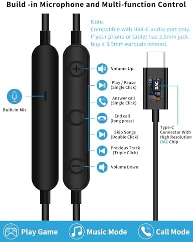 Close up of ergonomic in-ear design of Afghoa USB C headphones