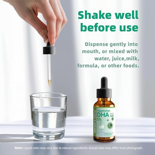 Close up of the glass dropper mechanism for Nature's Nutra Vegetarian DHA children supplement.