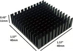 Four pieces of forty millimeter passive cooling hardware arranged neatly.