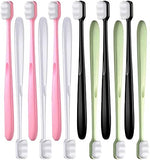 Close-up view of the ultra-dense micro-nano bamboo charcoal bristles on the VOVEWAN toothbrush.
