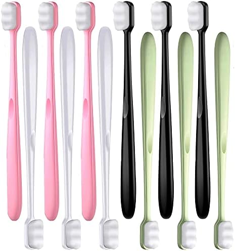 Close-up view of the ultra-dense micro-nano bamboo charcoal bristles on the VOVEWAN toothbrush.