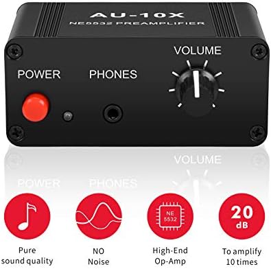 ATNEDCVH phonograph preamplifier top view with product dimensions