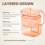 Retainer Case, Retainer Cleaning Case, Denture Bath Cup with Strainer Basket, Double-Layer Soaking Container for Retainers, Partial Dentures, Mouth Guard & Night Guard (Orange) - Image 5