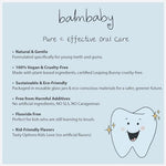 BALM! Baby kids toothpaste ingredients label showing xylitol and calcium carbonate