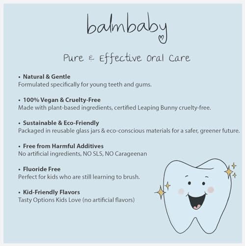 BALM! Baby kids toothpaste ingredients label showing xylitol and calcium carbonate