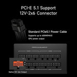 Native twelve volt two by six PCIe 5.1 power cable connection close up designed for next-generation graphics cards.