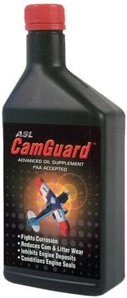 ASL CamGuard aviation oil additive 16 fluid ounce bottle front view for aircraft engine protection