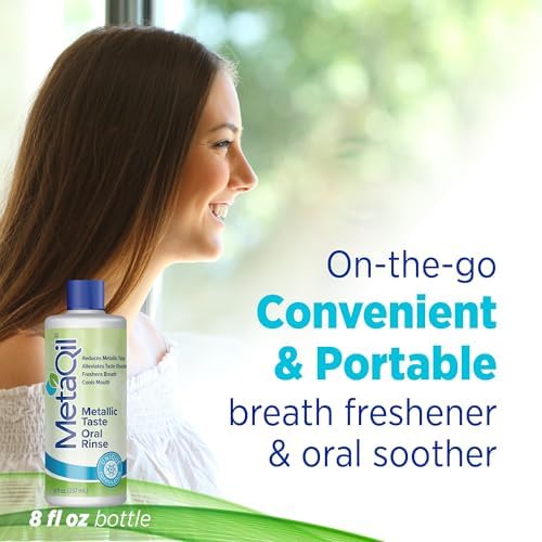 Back label of MetaQil Oral Rinse showing ingredients and usage instructions.
