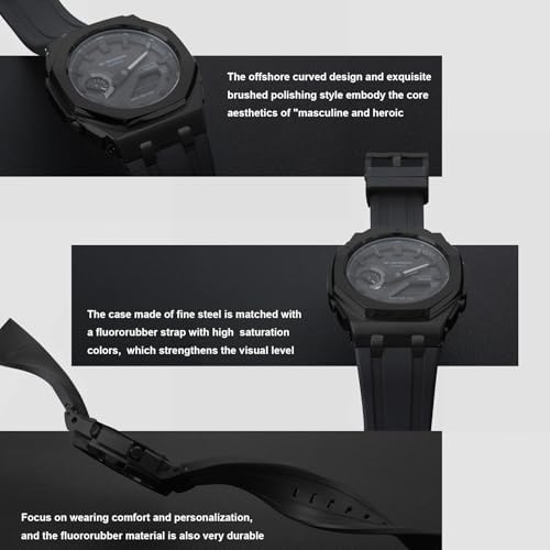 Premium fluoroelastomer silicone watch band with stainless steel buckle