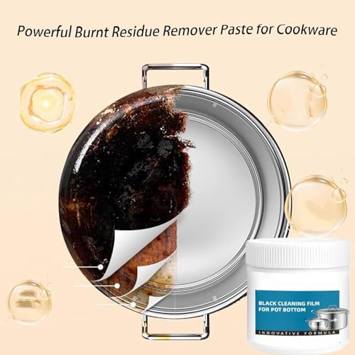 Aderpmin cookware cleaning paste applied on stainless steel pot bottom