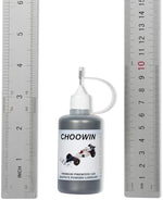 Close-up of the fine metal pointed tip on the Choowin dry graphite powder bottle demonstrating precision application.