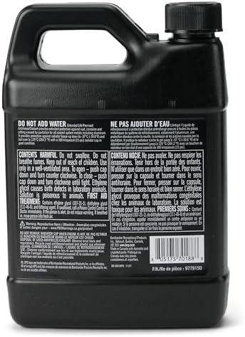 Authentic XPS Extended Life antifreeze bottle showing manufacturer part number 9779150 and detailed back label instructions.