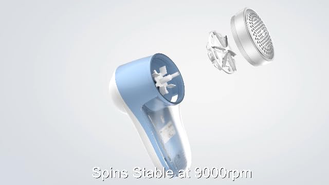 Size comparison of the portable Beautural fabric shaver for travel and home use.