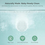Back of Momcozy descaling tablets packaging with instructions