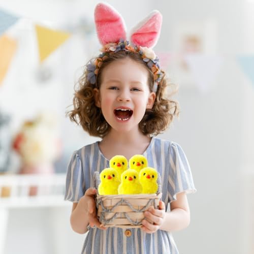 Group of 24 fluffy yellow chicks for party decorations