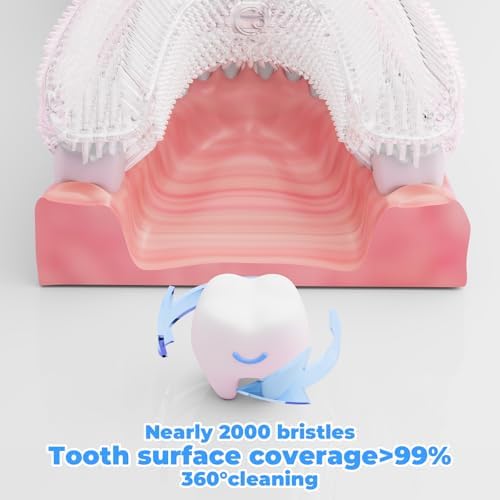 LIFMHYH waterproof electric toothbrush being held securely under running water to demonstrate shower safe functionality.