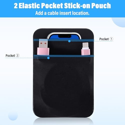 Gsbnjuy elastic SSD carrying case attached to a laptop displaying external solid state drive storage