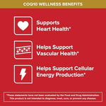 Side angle view of USA imported Qunol CoQ10 two hundred milligrams dietary supplement for cellular energy