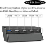 Side profile of Bealuffe USB Hub attached to PS4 Slim console