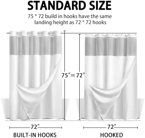 YellyHommy luxury hotel style white shower curtain set full view