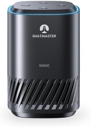 OMMC dual assistant smart home speaker top panel detailing the physical privacy microphone mute button