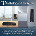 TRENDnet 8-Port unmanaged network switch underbelly showing integrated wall mount slots