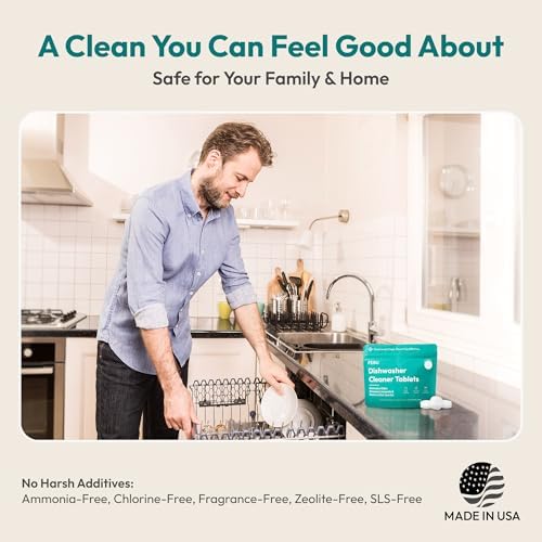 Eco-friendly dishwasher cleaner tablets close up