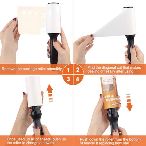 WulaWindy lint roller removing white dog hair from a black coat.