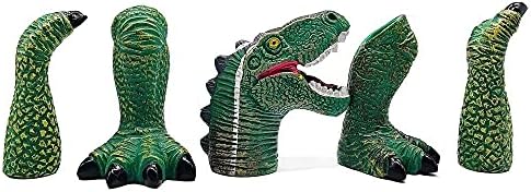 AQKILO dinosaur puppet set close up highlighting the smooth texture and non toxic material.