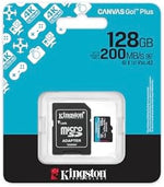 Kingston Canvas Go Plus packaging displaying authentic holographic verification seals and technical specifications.